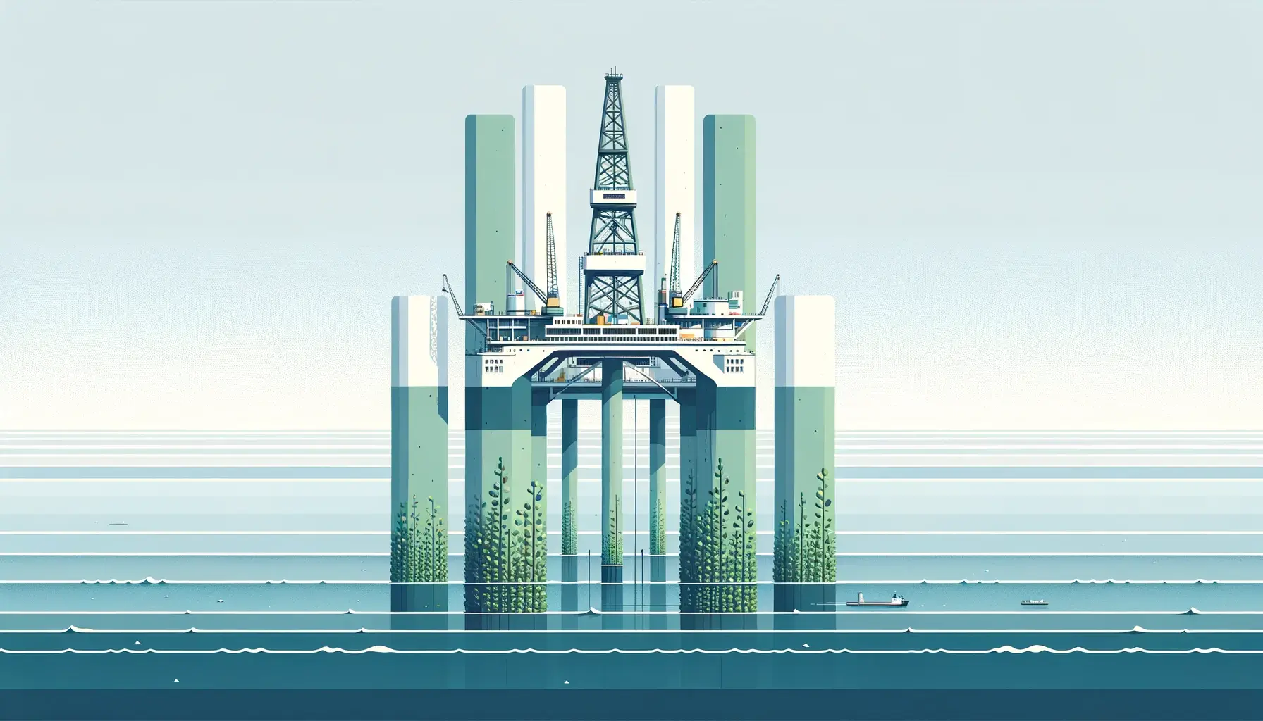 offshore rig in vector